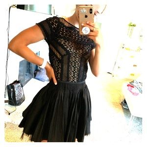 Free People lace black mini dress